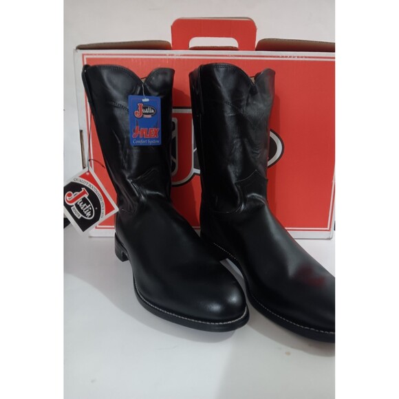 Justin Black Kipskin Classic Leather 10" Roper Boots Size 13 D Style# 3133 READ - Picture 1 of 8